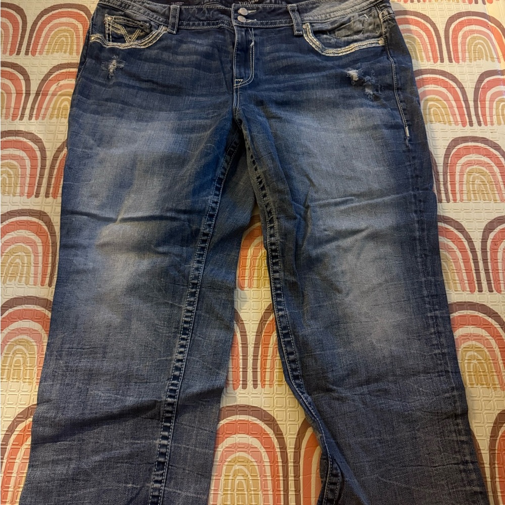 Vigoss Blue Boyfriend Jeans with Distressed Look